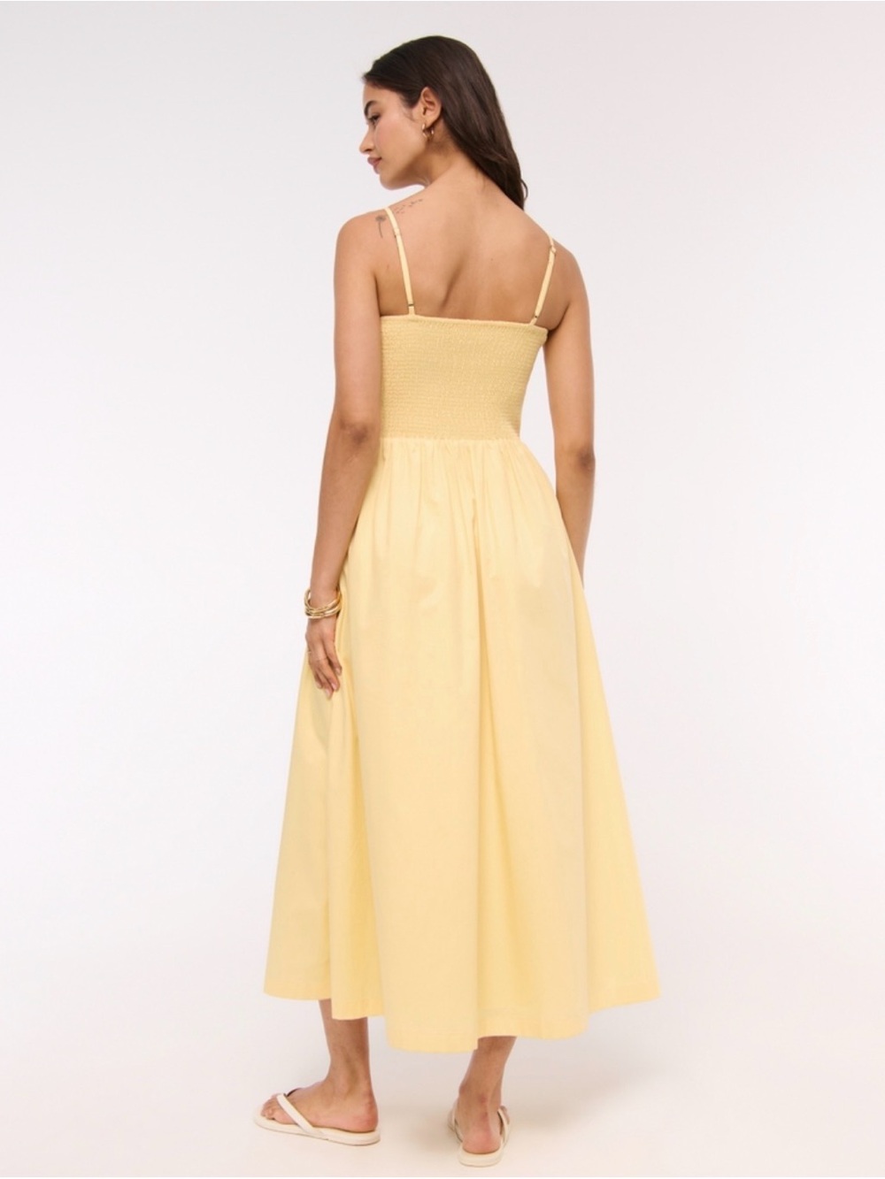 Abercrombie Sydney Smocked Dipped-Waist Midi Dress - Picture 4 of 13